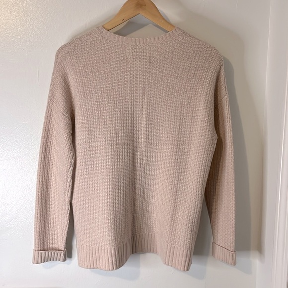 Cynthia Rowley Blush Pink 100% Cashmere Waffle Knit Henley Style Sweater Sz S - Picture 9 of 9